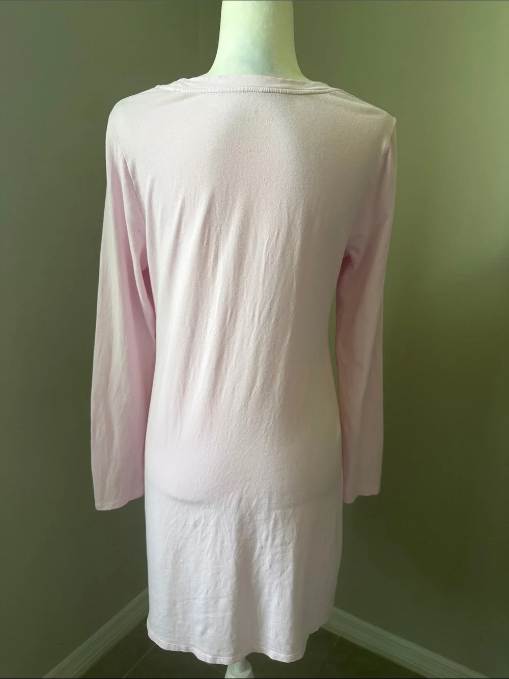 KATE SPADE Make Me Blush Rose Long Sleeve Sleep Shirt Nightgown Pink Size S
